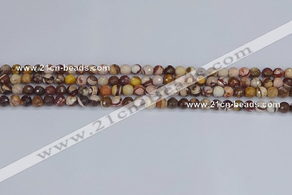 CZJ278 15.5 inches 4mm faceted round zebra jasper beads