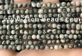 CZJ410 15.5 inches 4mm round green zebra jasper beads wholesale