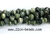 CZJ583 15.5 inches 10mm faceted round green zebra jasper gemstone beads