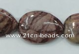 CZJ83 16 inches 22*30mm flat teardrop red zebra jasper beads wholesale