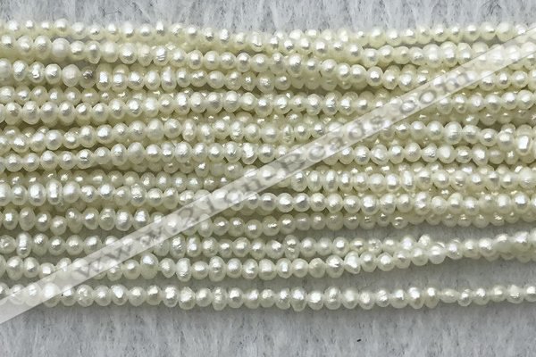 FWP02 14.5 inches 1.5mm - 1.8mm potato white freshwater pearl strands