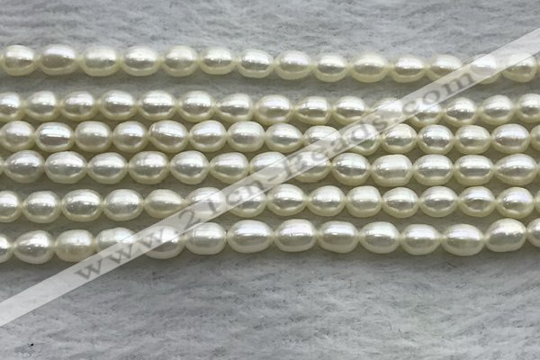 FWP163 14.5 inches 4.2mm - 4.8mm rice white freshwater pearl strands
