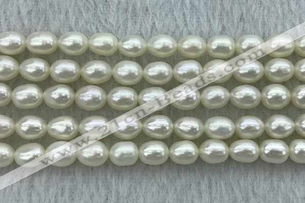 FWP181 15 inches 6mm - 7mm rice white freshwater pearl strands