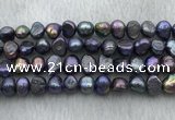 FWP247 15 inches 7mm - 8mm baroque black freshwater pearl strands