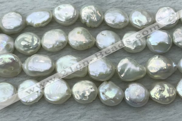 FWP386 15 inches 12mm - 13mm coin freshwater pearl beads