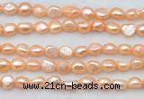 FWP497 14 inches 8mm - 9mm baroque pink freshwater pearl strands
