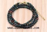 GMN7236 4mm faceted round tiny Indian bloodstone beaded necklace jewelry