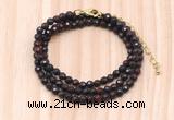 GMN7237 4mm faceted round tiny brecciated jasper beaded necklace jewelry