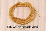 GMN7409 4mm faceted round tiny yellow jade beaded necklace with constellation charm