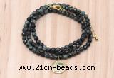 GMN7439 4mm faceted round tiny kambaba jasper beaded necklace with constellation charm