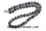 GMN7609 18 - 36 inches 8mm, 10mm matte snowflake obsidian beaded necklaces