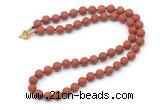 GMN7624 18 - 36 inches 8mm, 10mm matte red jasper beaded necklaces