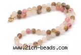 GMN7634 18 - 36 inches 8mm, 10mm matte volcano cherry quartz beaded necklaces