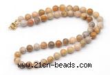 GMN7753 18 - 36 inches 8mm, 10mm round fossil coral beaded necklaces