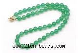 GMN7760 18 - 36 inches 8mm, 10mm round green agate beaded necklaces