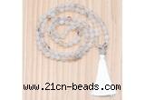 GMN8708 Hand-Knotted 8mm, 10mm Matte Montana Agate 108 Beads Mala Necklace
