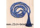 GMN8726 Hand-Knotted 8mm, 10mm Matte Lapis Lazuli 108 Beads Mala Necklace