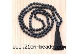 GMN8807 Hand-Knotted 8mm, 10mm Blue Tiger Eye 108 Beads Mala Necklace