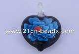 LP05 15*28*40mm heart inner flower lampwork glass pendants