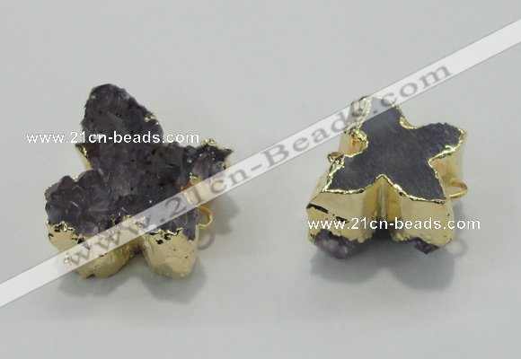 NGC121 20*25mm - 25*35mm butterfly druzy amethyst connectors