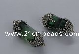 NGC1463 15*40mm - 15*45mm faceted nuggets green fluorite connectors