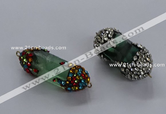 NGC1465 15*40mm - 15*45mm faceted nuggets green fluorite connectors