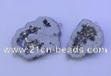 NGC1472 28*35mm - 40*45mm freeform plated druzy agate connectors