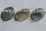 NGC1828 35*50mm oval agate gemstone connectors wholesale