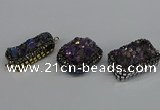 NGC1858 15*35mm - 22*30mm rectangle plated druzy amethyst connectors