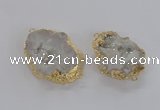 NGC267 35*45mm - 40*50mm freeform plated druzy agate connectors