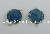 NGC290 23*25mm - 26*28mm carved flower agate gemstone connectors