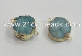 NGC378 20mm coin druzy agate gemstone connectors wholesale