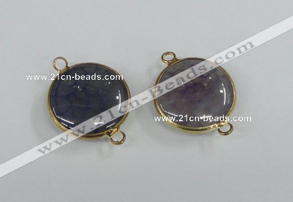 NGC396 18mm flat round agate gemstone connectors wholesale