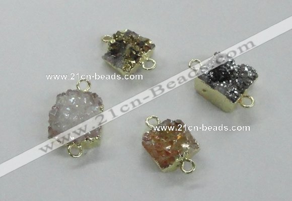 NGC509 8*10mm - 12*14mm freeform plated druzy agate connectors
