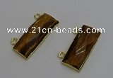 NGC5106 12*30mm - 15*35mm faceted rectangle yellow tiger eye connectors