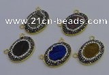 NGC5508 18*25mm oval plated druzy agate gemstone connectors