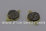 NGC5594 15mm - 16mm coin plated druzy agate connectors wholesale