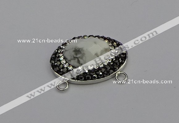 NGC5636 18*25mm faceted oval white howlite turquoise connectors