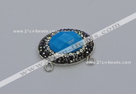 NGC5638 18*25mm faceted oval white howlite turquoise connectors