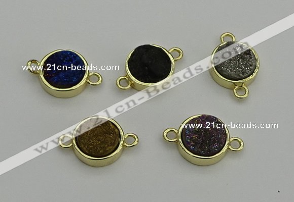 NGC5786 12mm coin plated druzy agate connectors wholesale