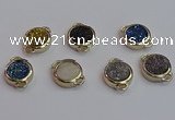 NGC5832 15mm coin plated druzy agate connectors wholesale