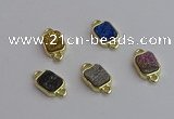 NGC5868 10*12mm rectangle plated druzy agate connectors wholesale