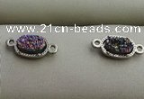 NGC6012 5*8mm oval plated druzy agate connectors wholesale