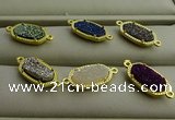 NGC6024 5*8mm oval plated druzy agate connectors wholesale