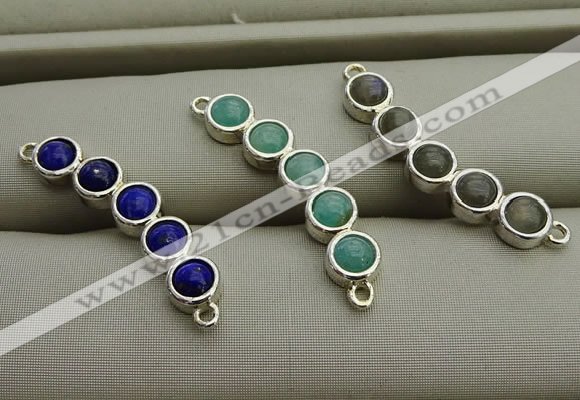 NGC6033 6*30mm mixed gemstone connectors wholesale