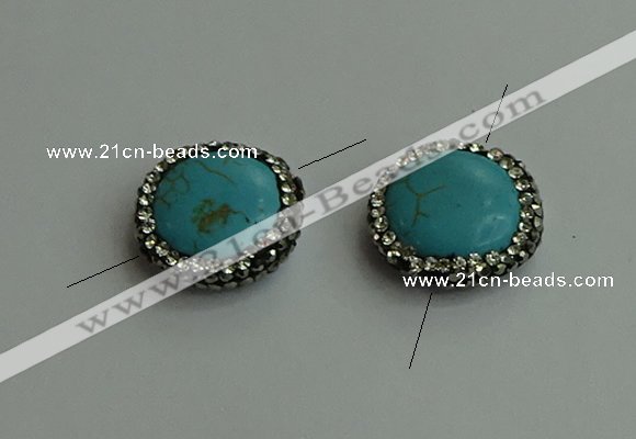 NGC6552 18mm flat round turquoise connectors wholesale