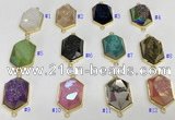 NGC7006 18*25mm faceted hexagon plated druzy agate connectors