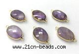 NGC7051 17*22mm faceted oval amethyst connectors