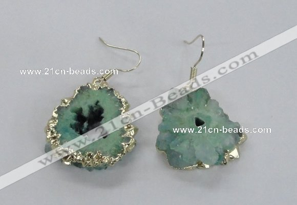 NGE133 18*20mm - 20*25mm freeform druzy agate gemstone earrings