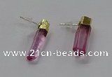 NGE328 5*18mm - 6*22mm sticks dyed white crystal earrings wholesale